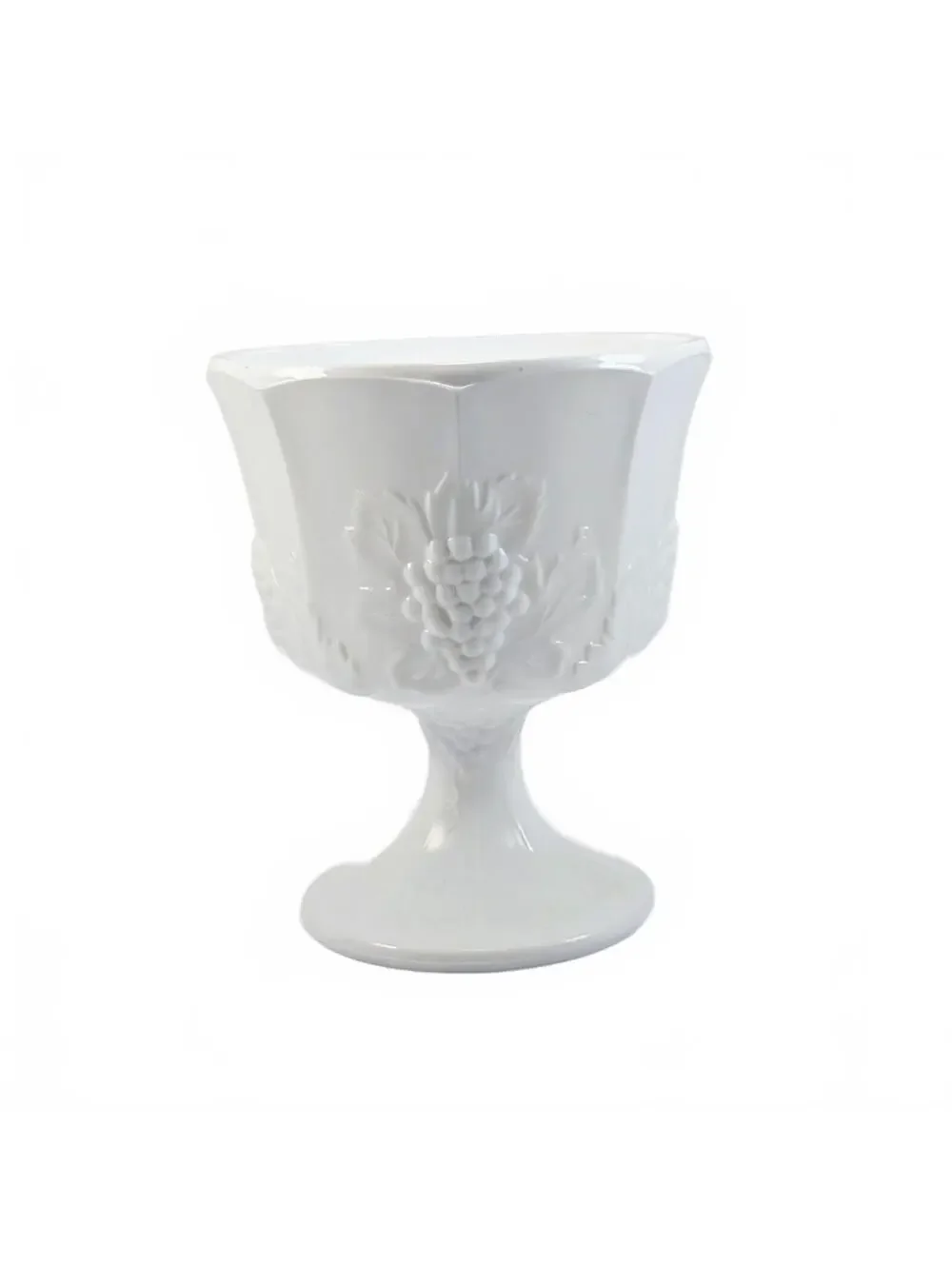 Indiana Milk Glass Harvest Grape Large Pedestal Compote/Planter 6.5